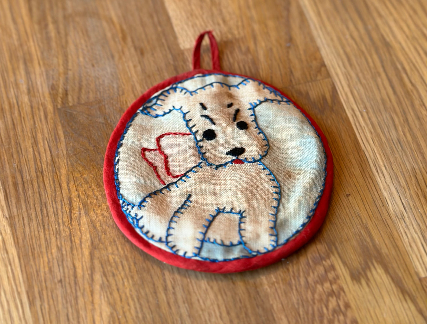 vintage puppy potholder