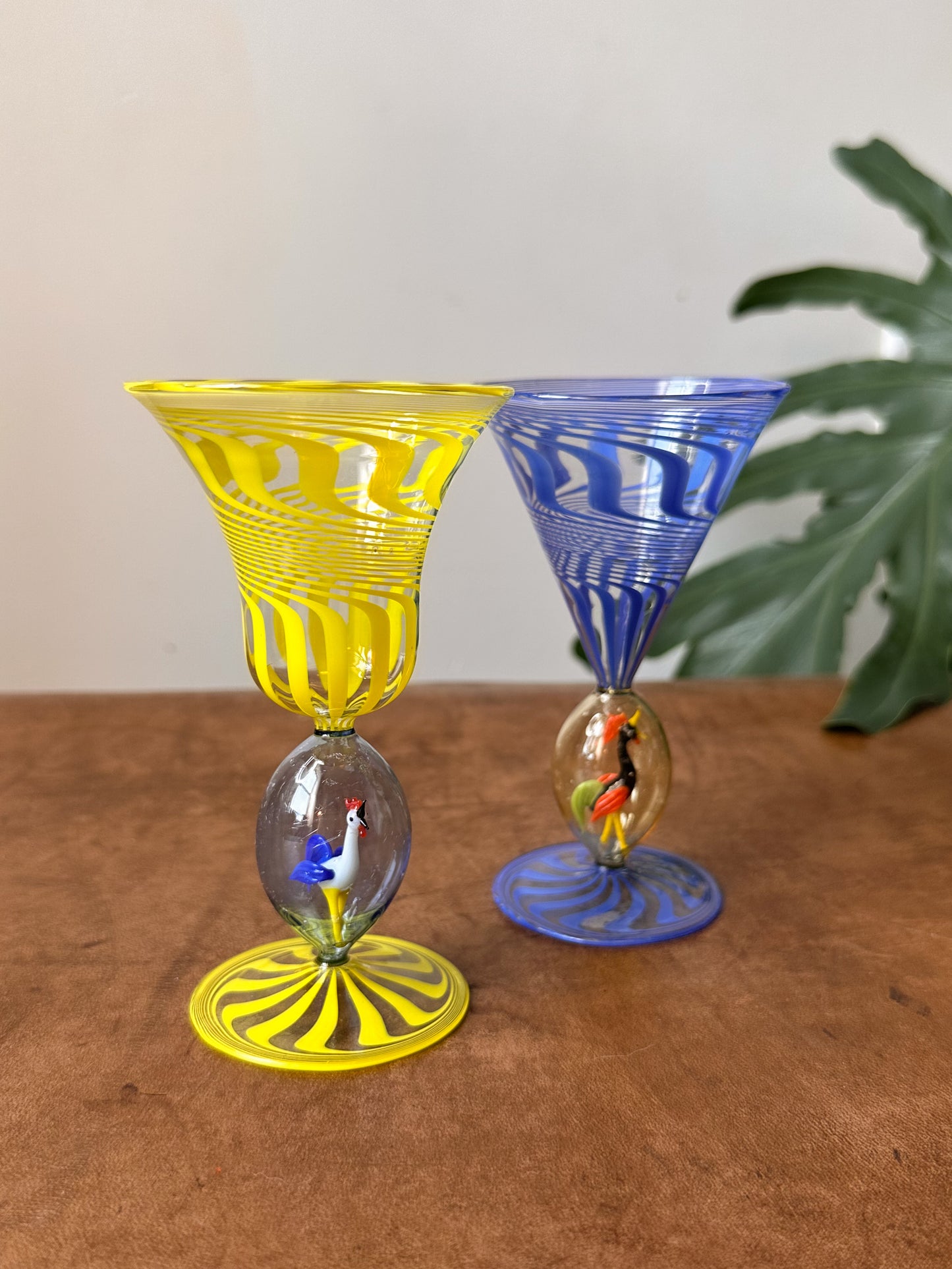 Pair of Mid-Century Handblown Cordial Glasses